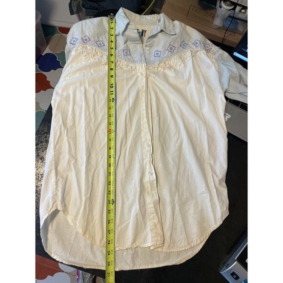 Vintage 80s 90 HGNY Western Fringe Southwest Detail Long Sleeve Button Down Top - Picture 10 of 10